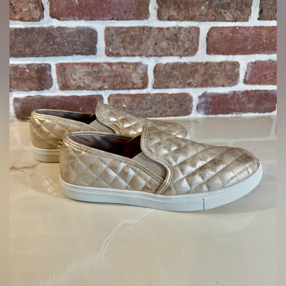 Steve Madden Gold Quilted Slip-On Sneakers